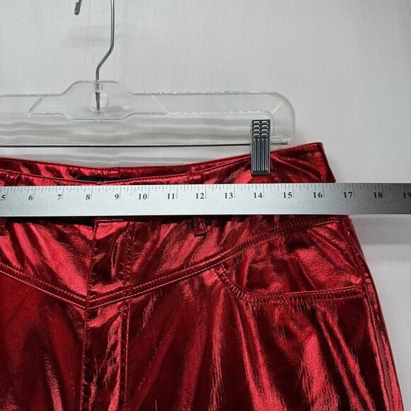 AFRM Pants Womens Sz 30 Bailyn Metallic Jeans High Waist Straight Leg Red - Picture 11 of 13